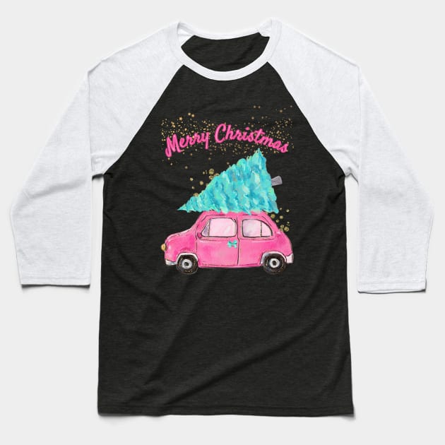 Pink Christmas Baseball T-Shirt by Dizzy Lizzy Dreamin